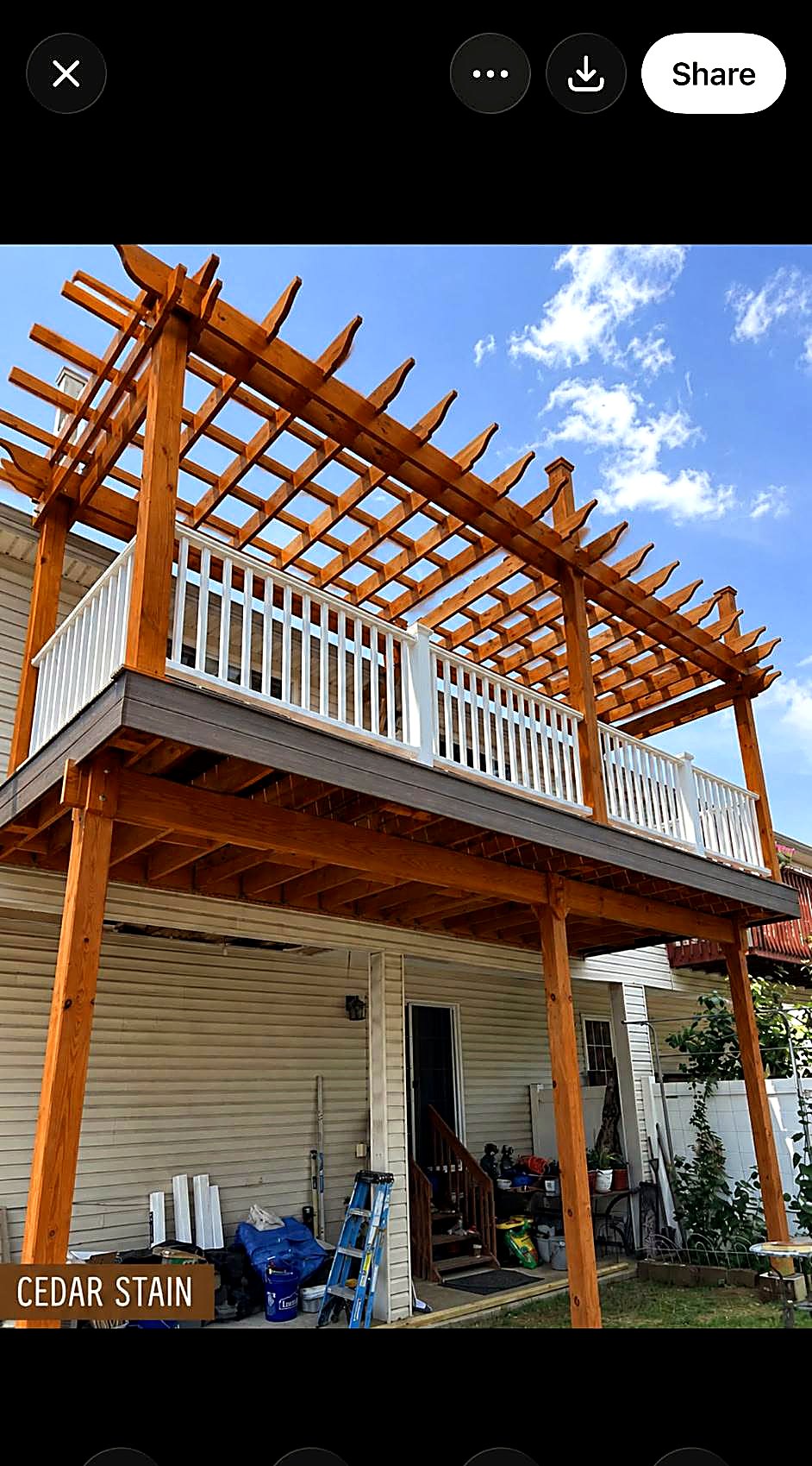 Finished deck and pergola after cedar stain