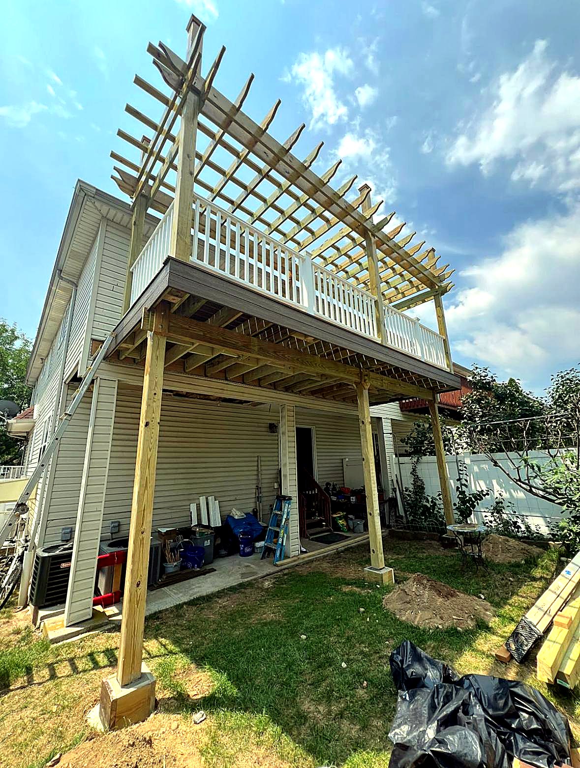 Deck and pergola structure before staining